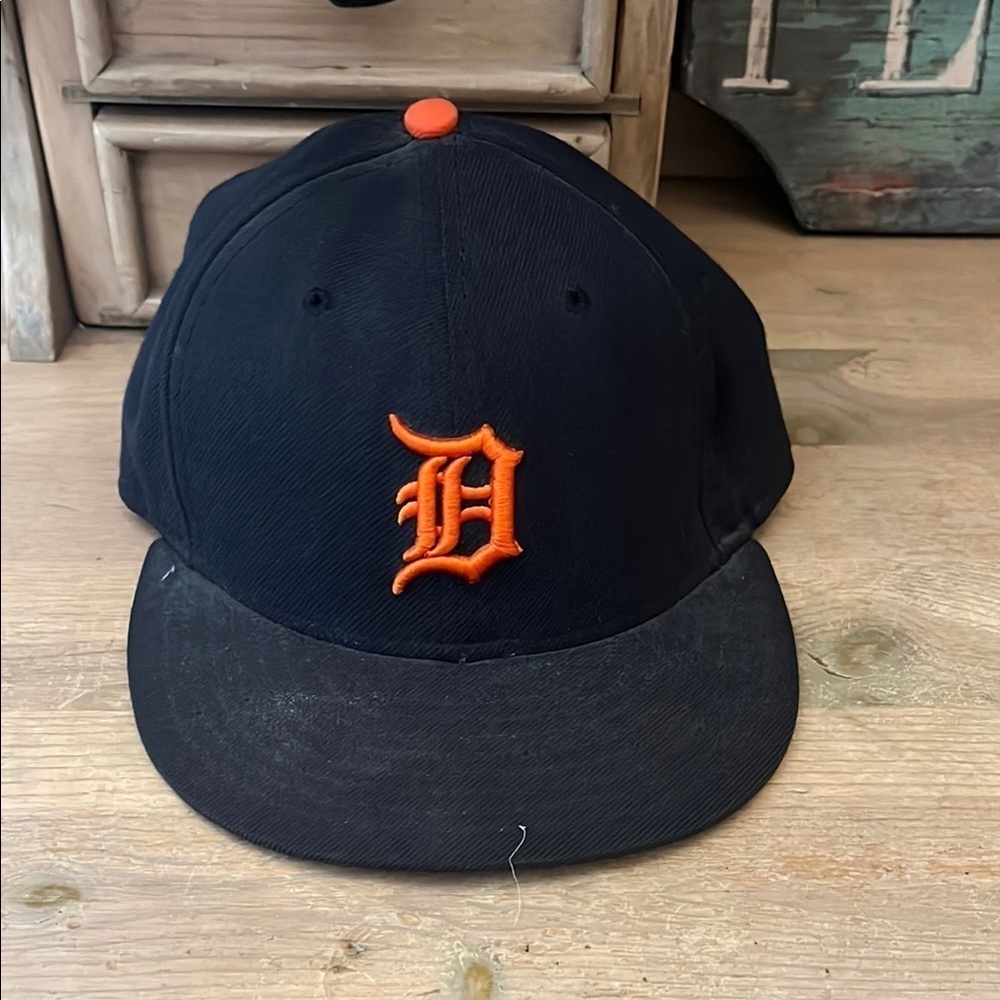 Detroit Tigers Fitted Hat MLB New Era 59FIFTY 100% Wool Black Size 7 1/4